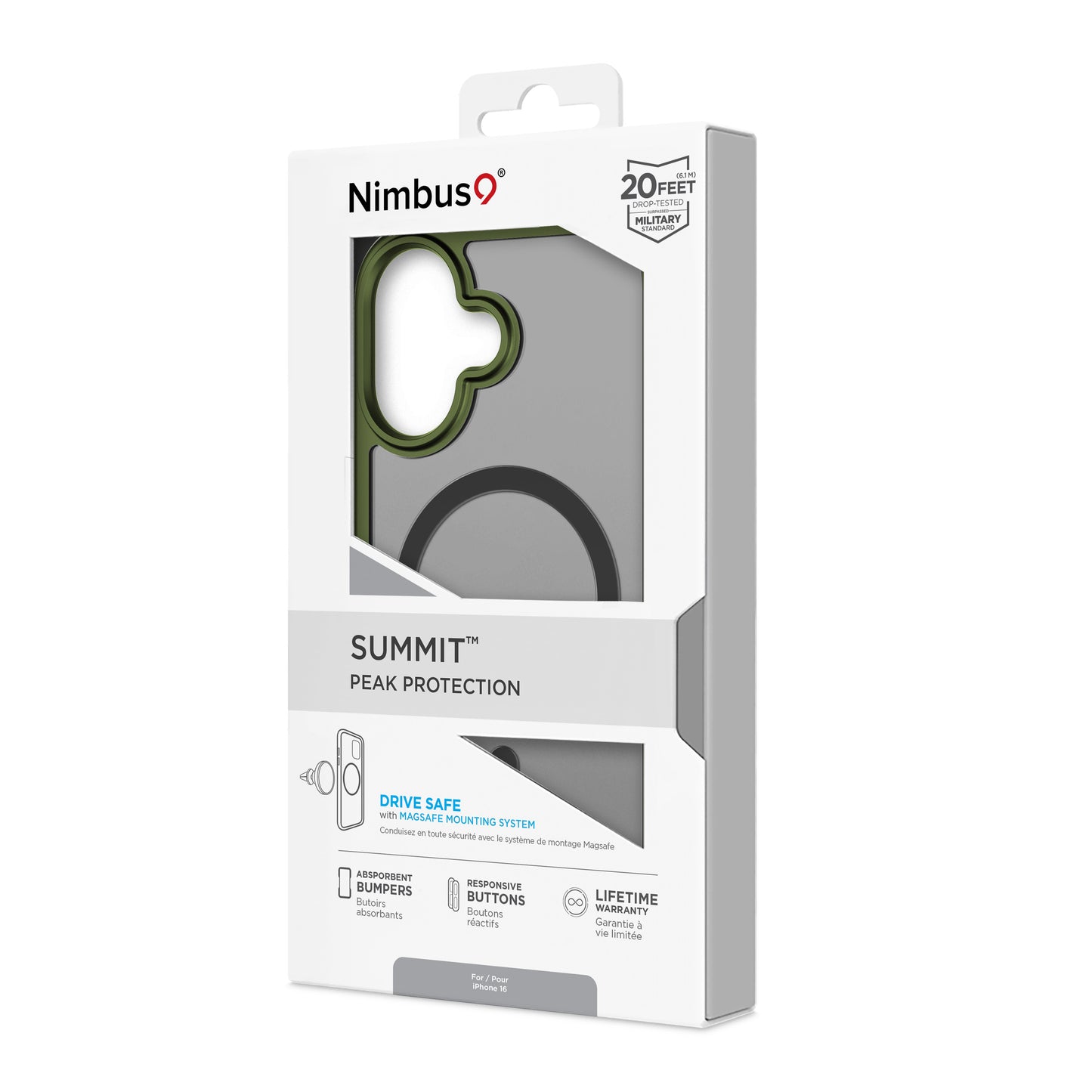 Coque MagSafe Nimbus9 Summit pour iPhone 16 – Vert givré