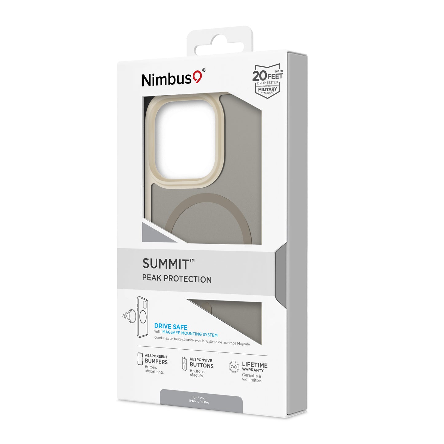 Coque MagSafe Nimbus9 Summit pour iPhone 16 Pro – Taupe givré