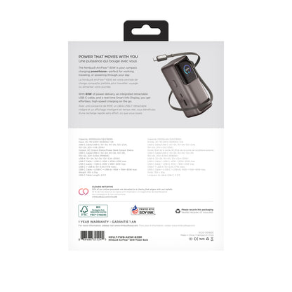 Nimbus9 65W GaN Power Bank with Retractable USB-C Cable