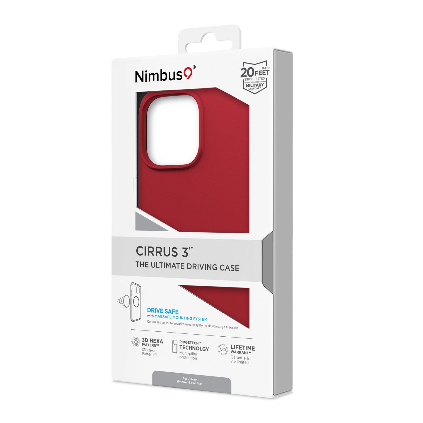Funda MagSafe Nimbus9 Cirrus 3 para iPhone 16 Pro Max - Carmesí