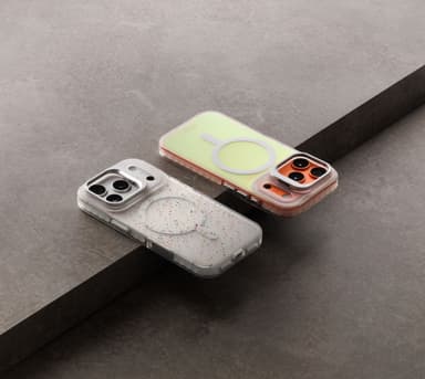 Two Stratus 2 cases laid out on a layered stone surface