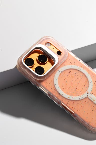 Stratus 2 case on a phone, detail of the camera cutout and magnet ring