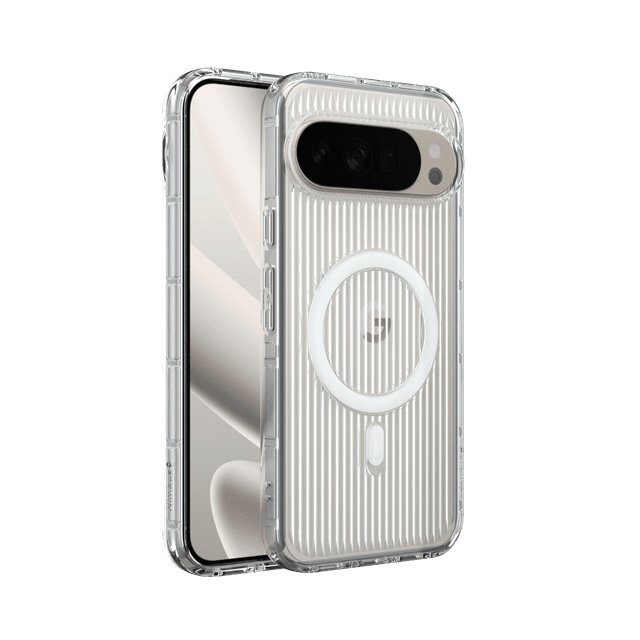 Nimbus9 Alto 2 MagSafe Case for Pixel 10 Pro XL in Clear on a Porcelain Pixel 10 Pro XL