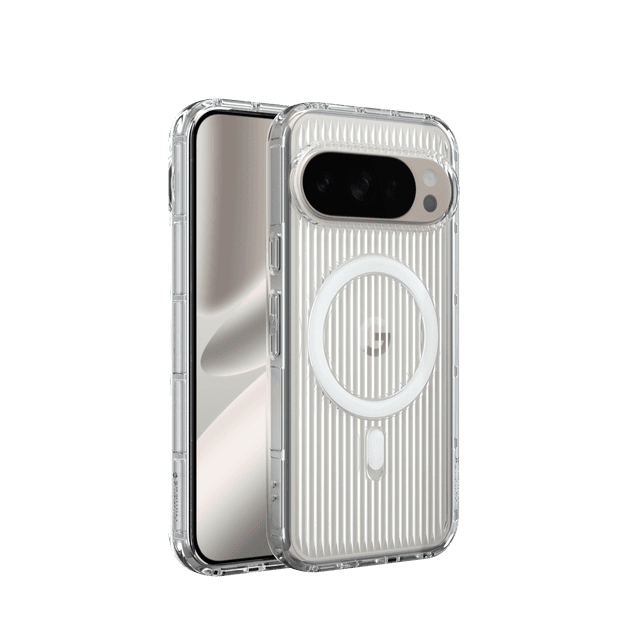 Nimbus9 Alto 2 MagSafe Case for Pixel 10 / 10 Pro in Clear on a Porcelain Pixel 10 Pro